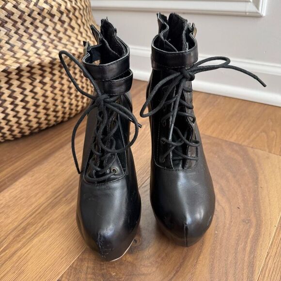 Gothic Babe Gothic Punk Bone Heel Boots Black $184 38 - Picture 9 of 14